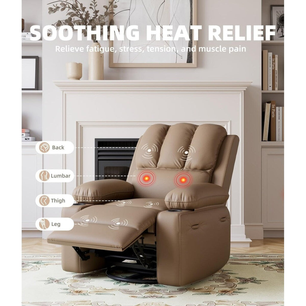 Fauteuils inclinables pivotants à 360° surdimensionnés avec fonction de massage et de chauffe