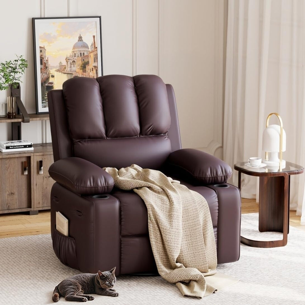 Fauteuils inclinables pivotants à 360° surdimensionnés avec fonction de massage et de chauffe