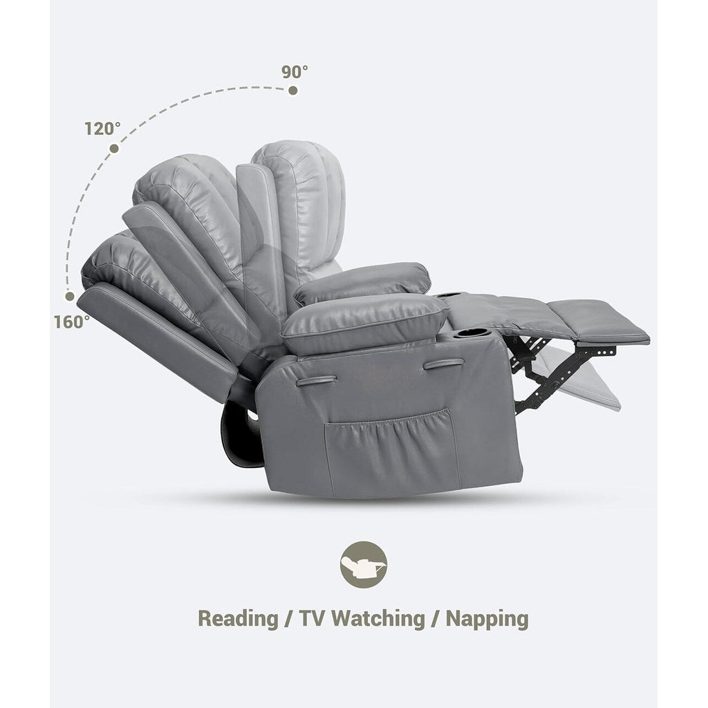 Fauteuils inclinables pivotants à 360° surdimensionnés avec fonction de massage et de chauffe