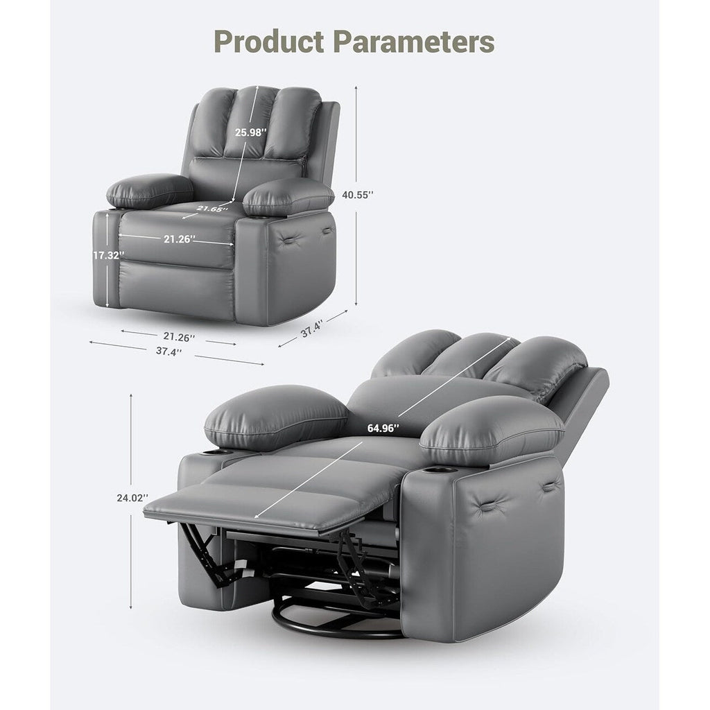 Fauteuils inclinables pivotants à 360° surdimensionnés avec fonction de massage et de chauffe