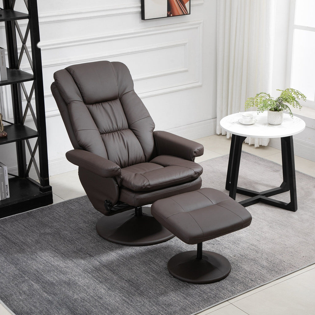 Fauteuil inclinable pivotant à 360°, en cuir PU réglable, avec repose-pieds, pour salon, chambre à coucher et bureau à domicile.
