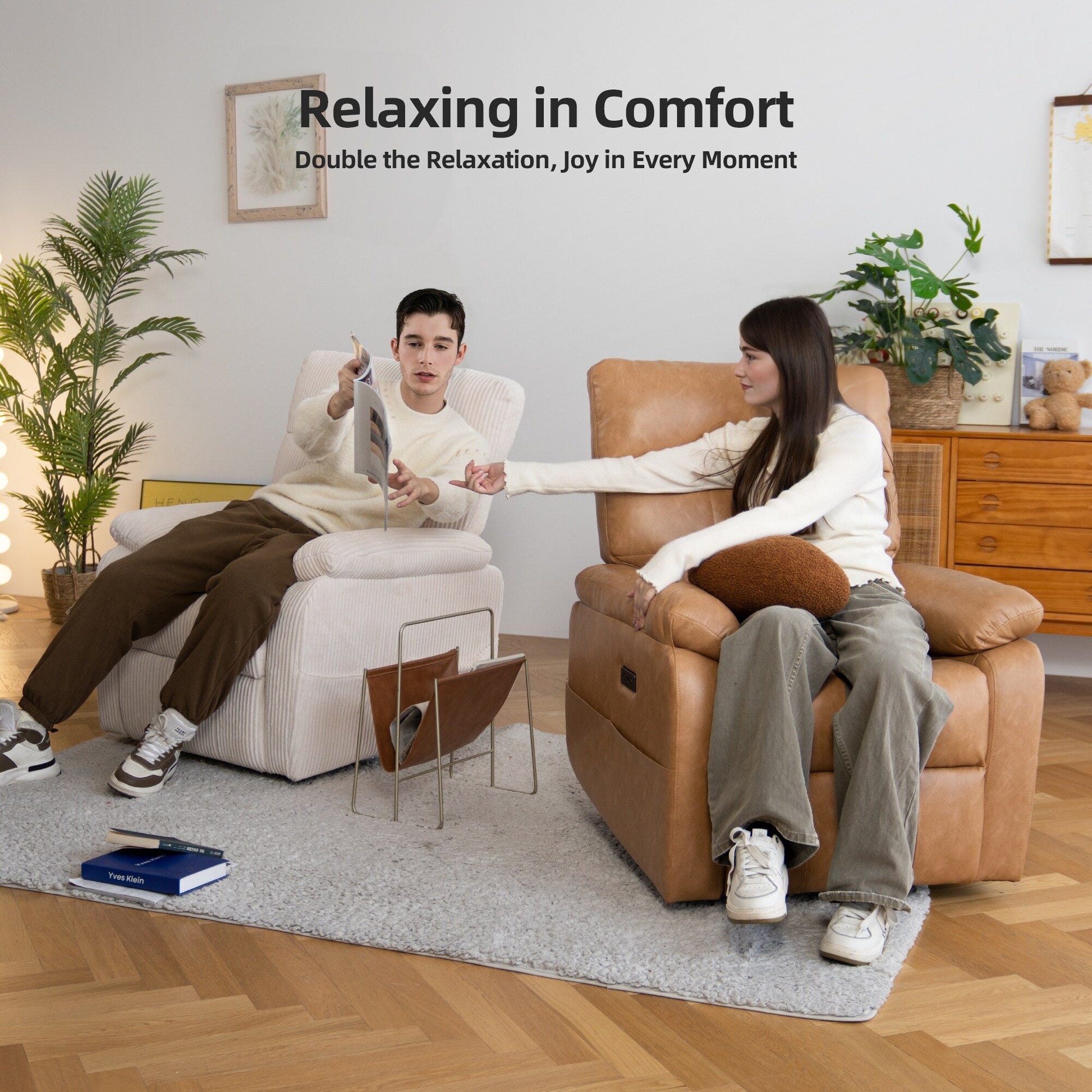 360° Swivel Recliner Chair Power Rocker Recliner Chair, PU Leather Overstuffed Reclining Chair wUSB  Type-C Ports