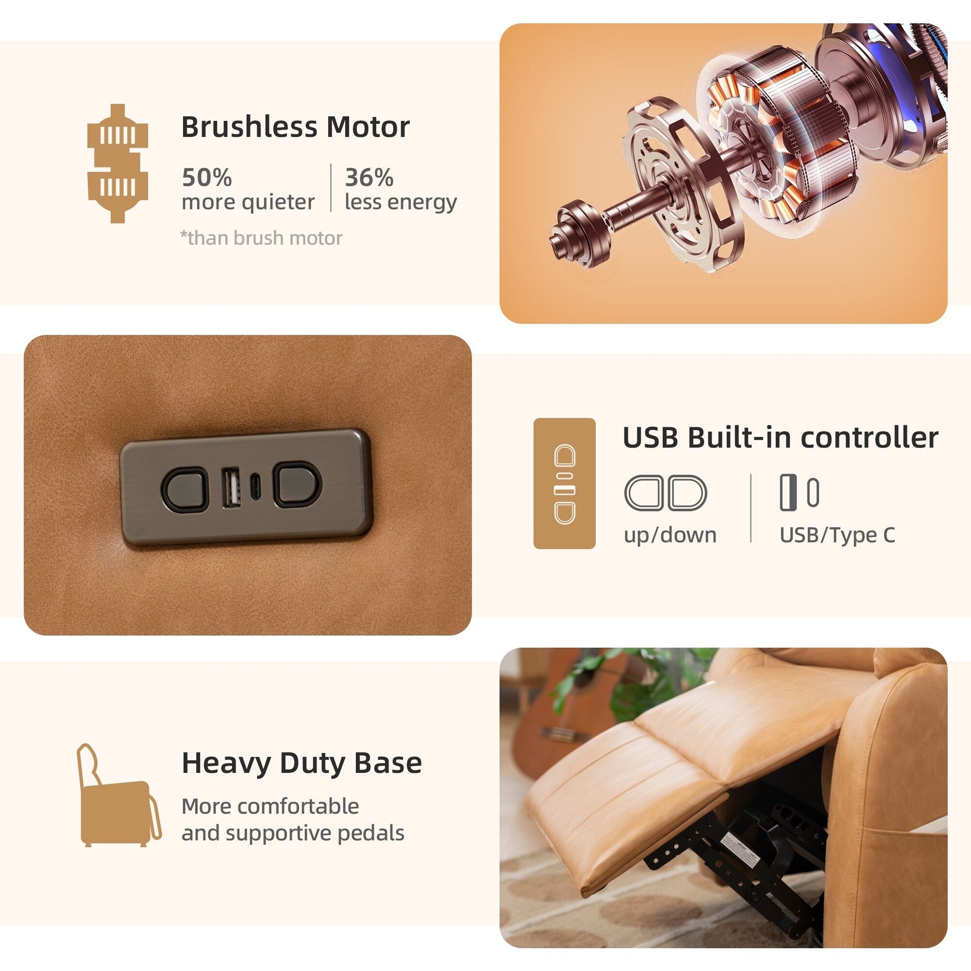 360° Swivel Recliner Chair Power Rocker Recliner Chair, PU Leather Overstuffed Reclining Chair wUSB  Type-C Ports