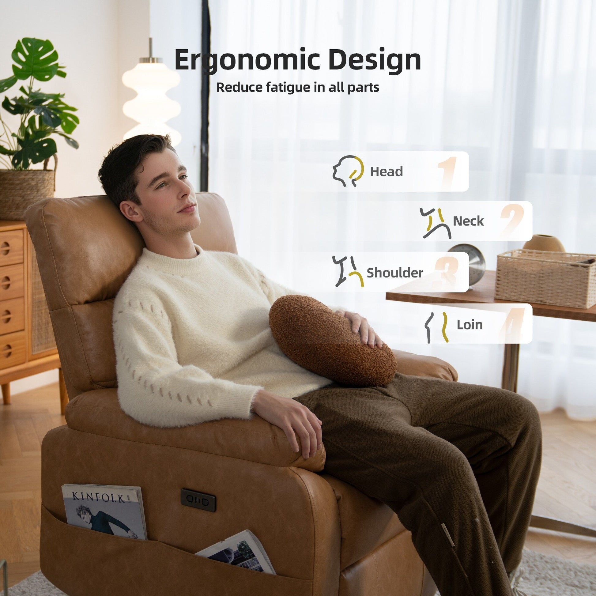 360° Swivel Recliner Chair Power Rocker Recliner Chair, PU Leather Overstuffed Reclining Chair wUSB  Type-C Ports
