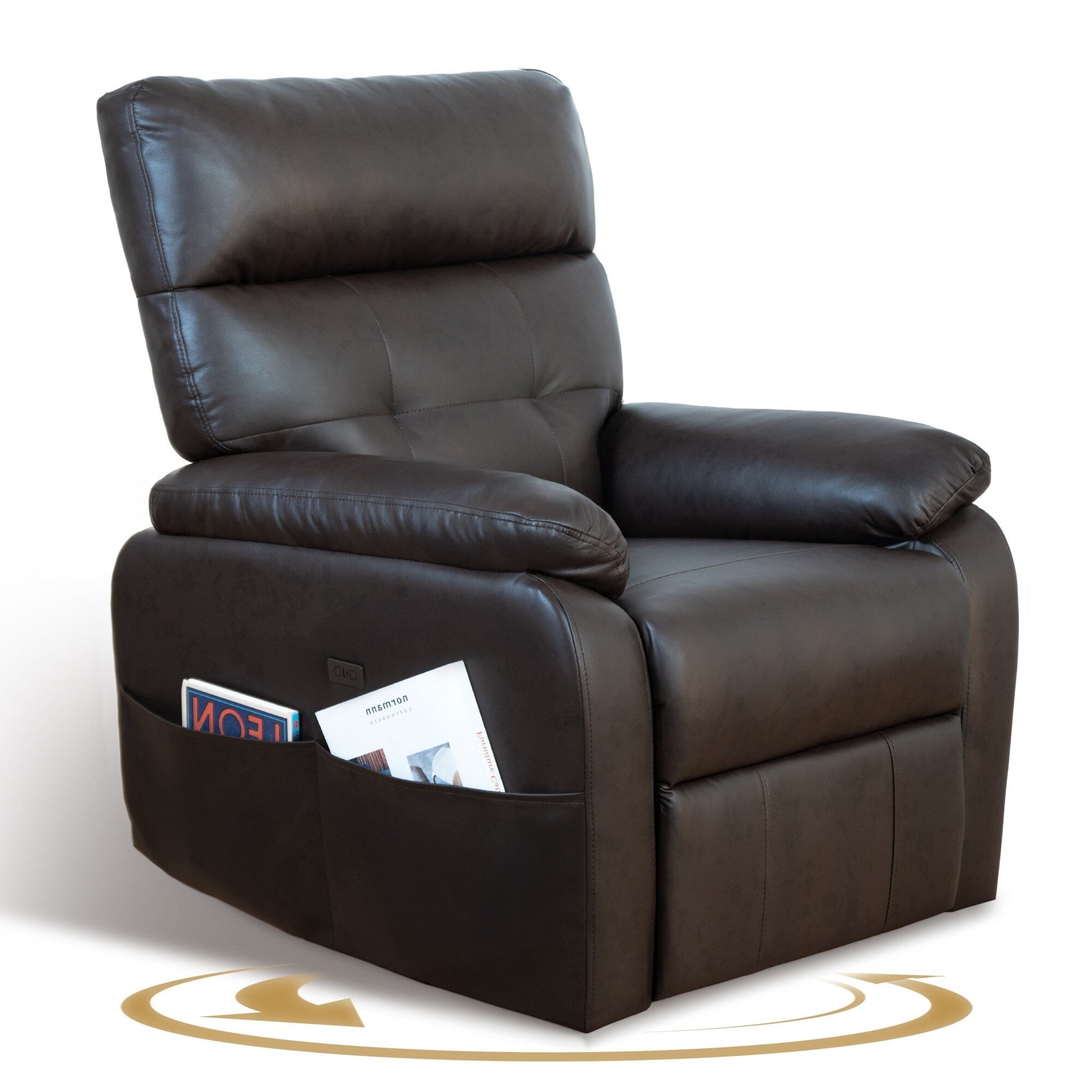 360° Swivel Recliner Chair Power Rocker Recliner Chair, PU Leather Overstuffed Reclining Chair wUSB  Type-C Ports