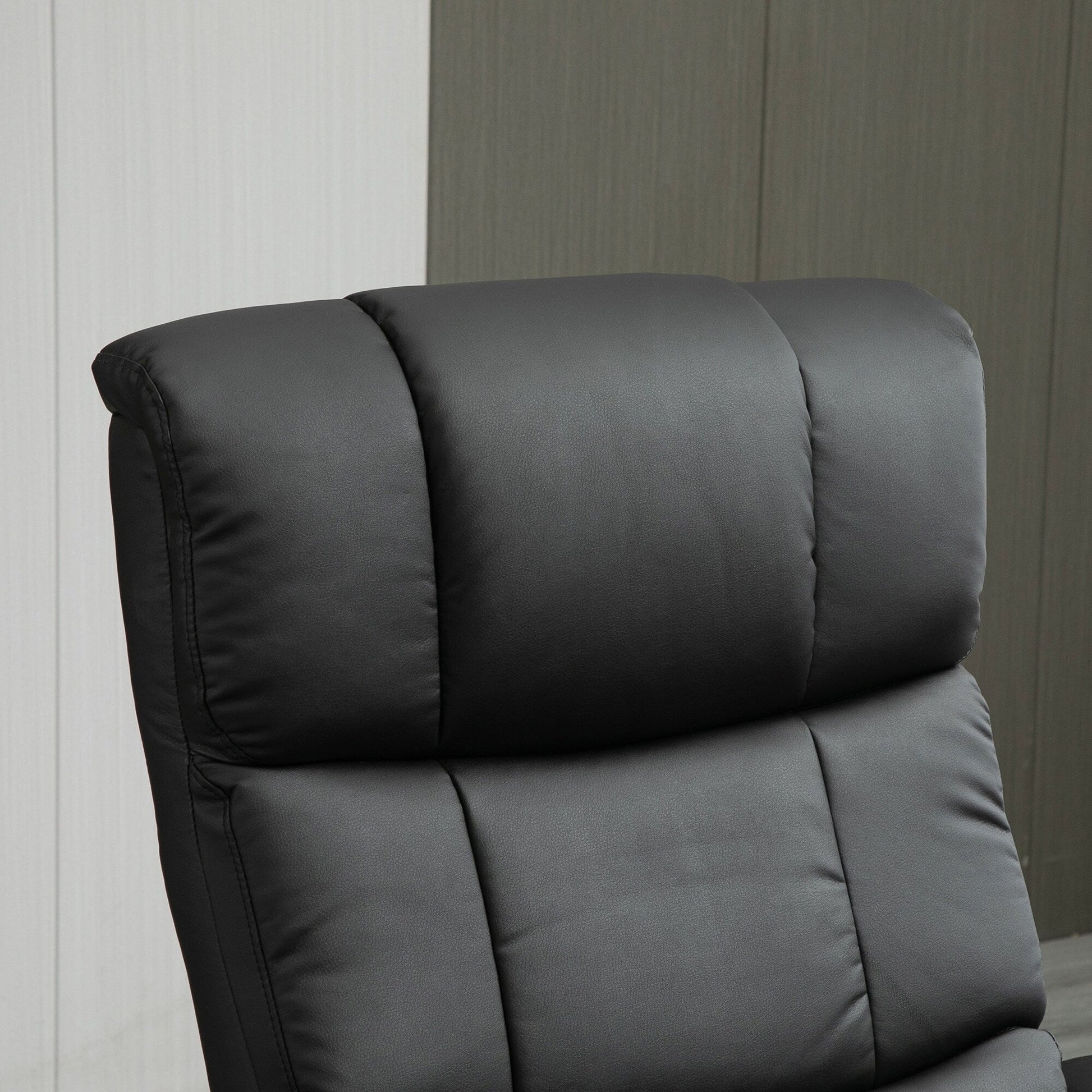 Fauteuil de massage inclinable pivotant à 360°, en simili cuir PU, avec repose-pieds, 10 points de vibration, télécommande et poche latérale.