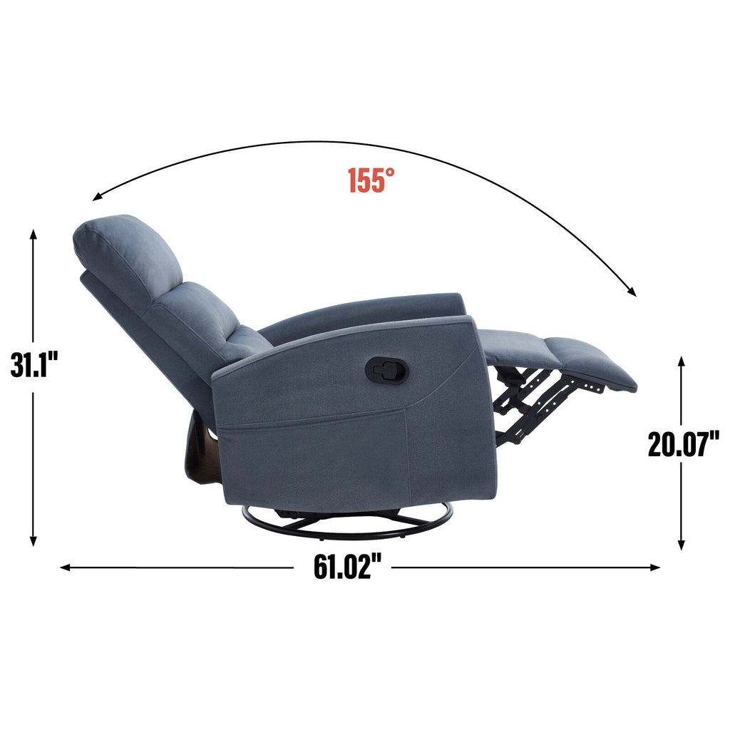 Fauteuil inclinable à bascule pivotant à 360°, en tissu, à réglage manuel, avec dossier et accoudoirs carrés, siège pour chambre d'enfant.