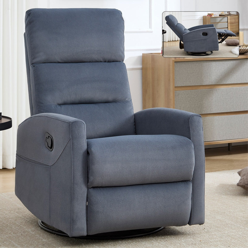 Fauteuil inclinable à bascule pivotant à 360°, en tissu, à réglage manuel, avec dossier et accoudoirs carrés, siège pour chambre d'enfant.