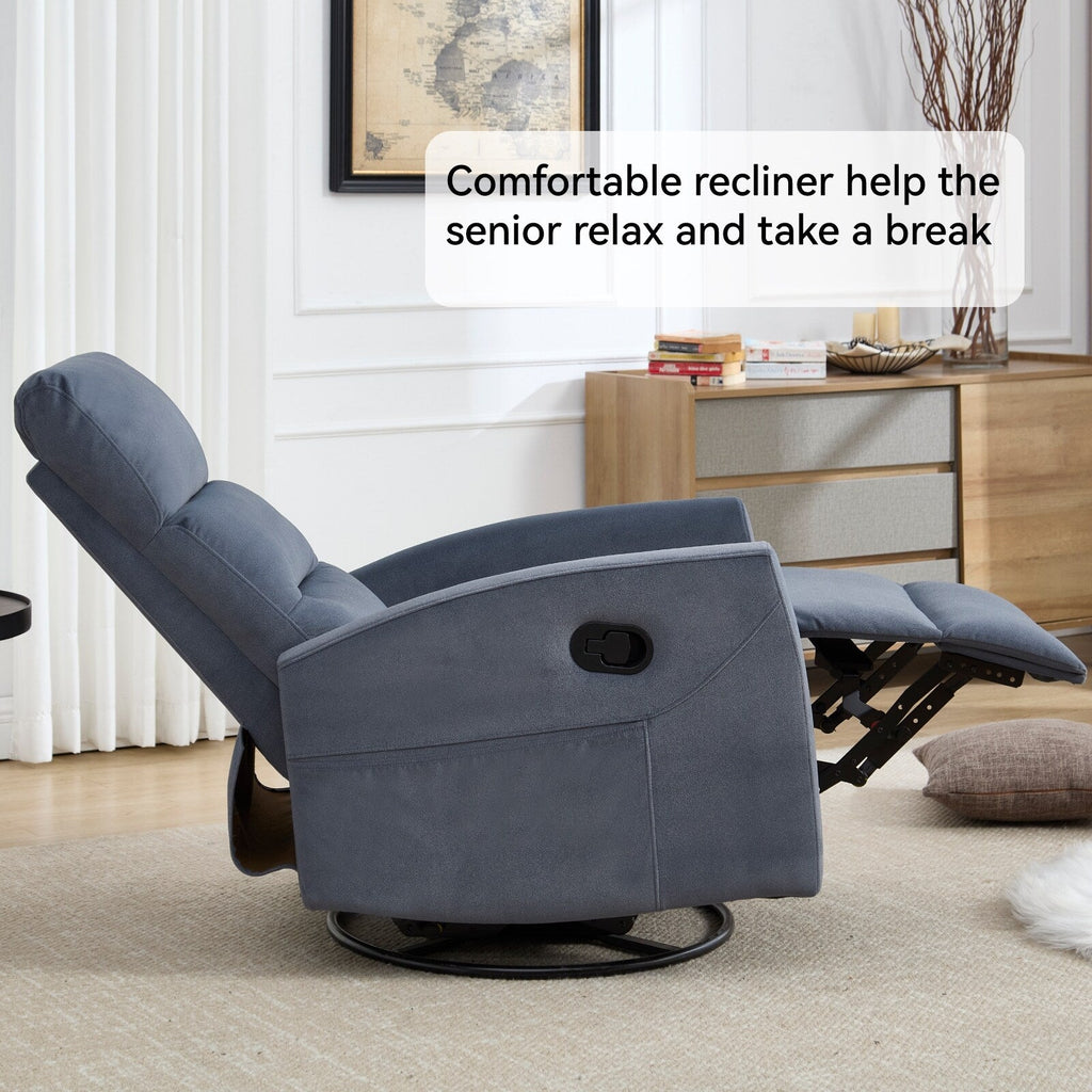 Fauteuil inclinable à bascule pivotant à 360°, en tissu, à réglage manuel, avec dossier et accoudoirs carrés, siège pour chambre d'enfant.