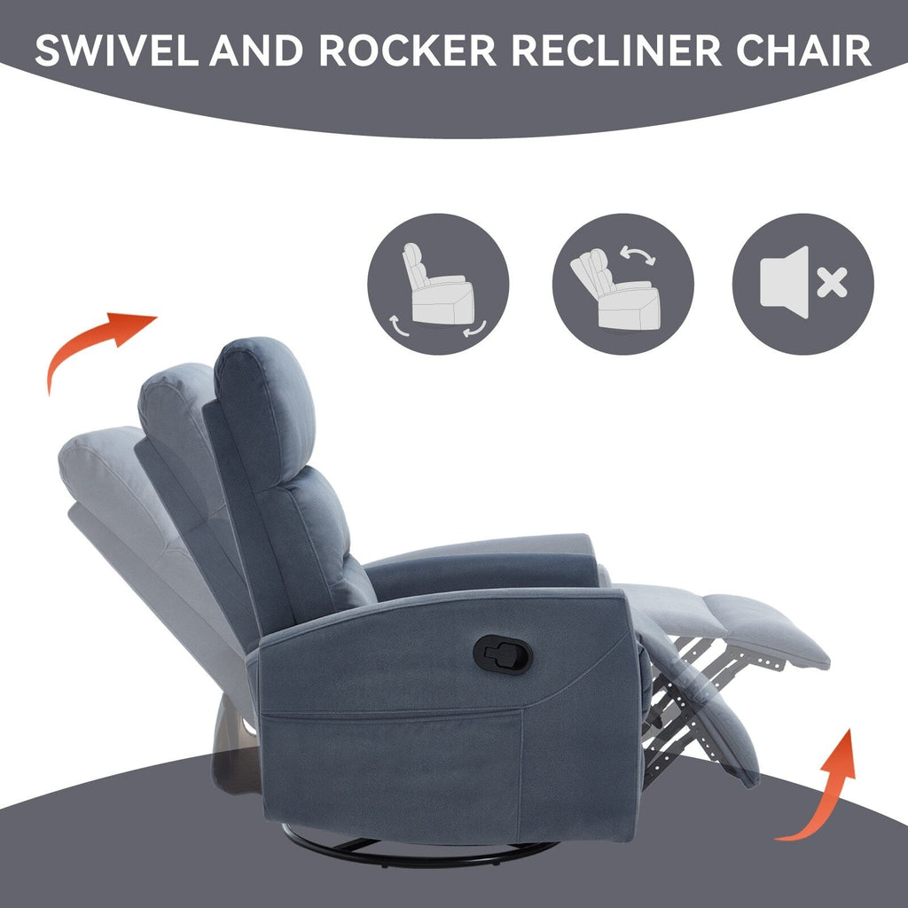 Fauteuil inclinable à bascule pivotant à 360°, en tissu, à réglage manuel, avec dossier et accoudoirs carrés, siège pour chambre d'enfant.