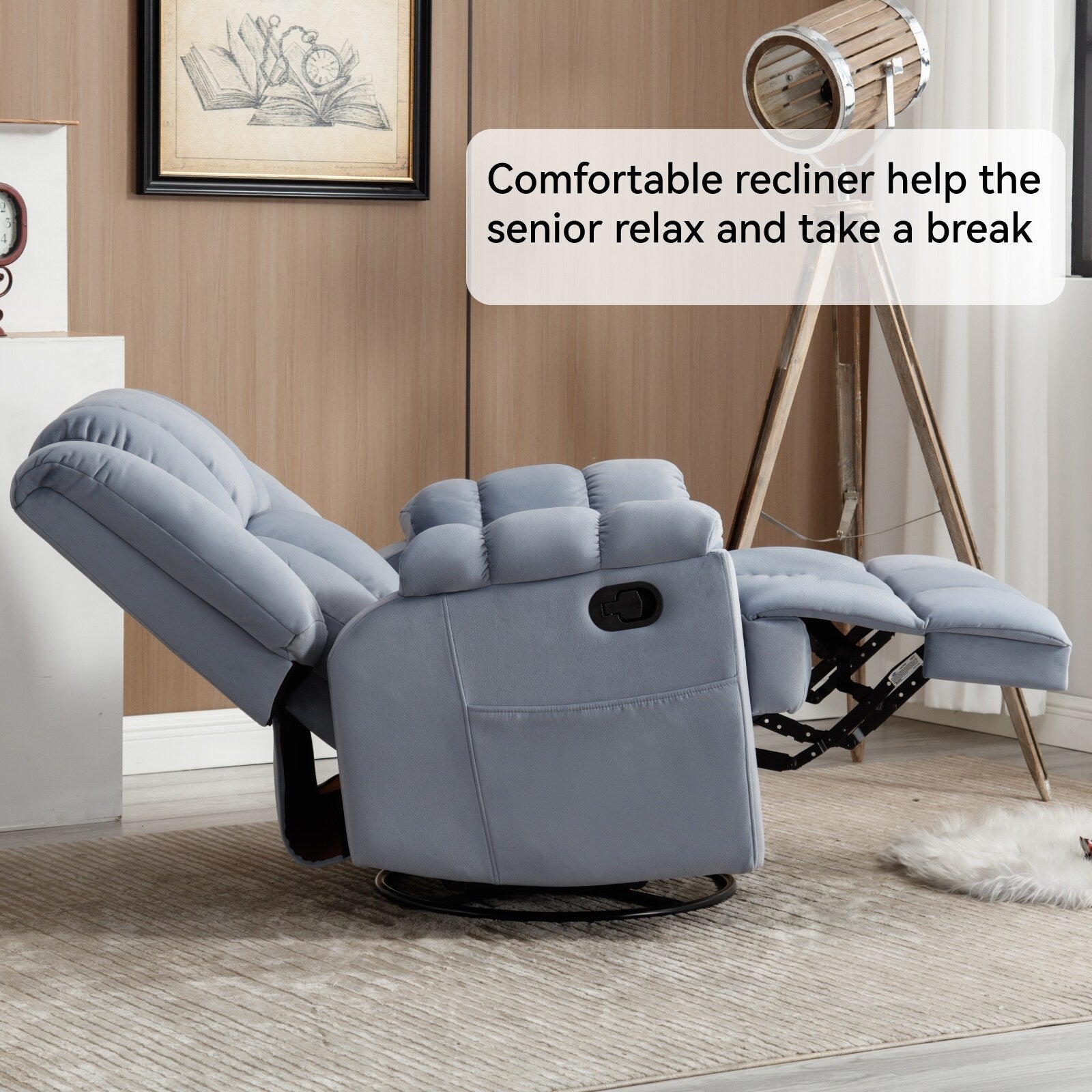 360° Swivel Rocker Recliner Chair - Oversized Comfort, 155° Recline, Tool-Free Assembly