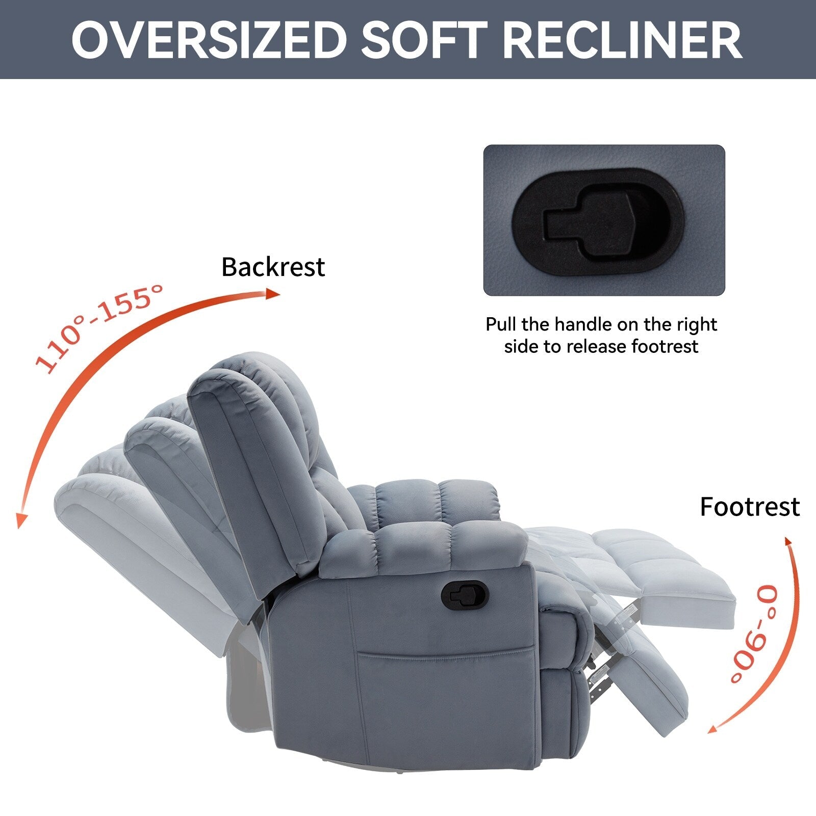 360° Swivel Rocker Recliner Chair - Oversized Comfort, 155° Recline, Tool-Free Assembly