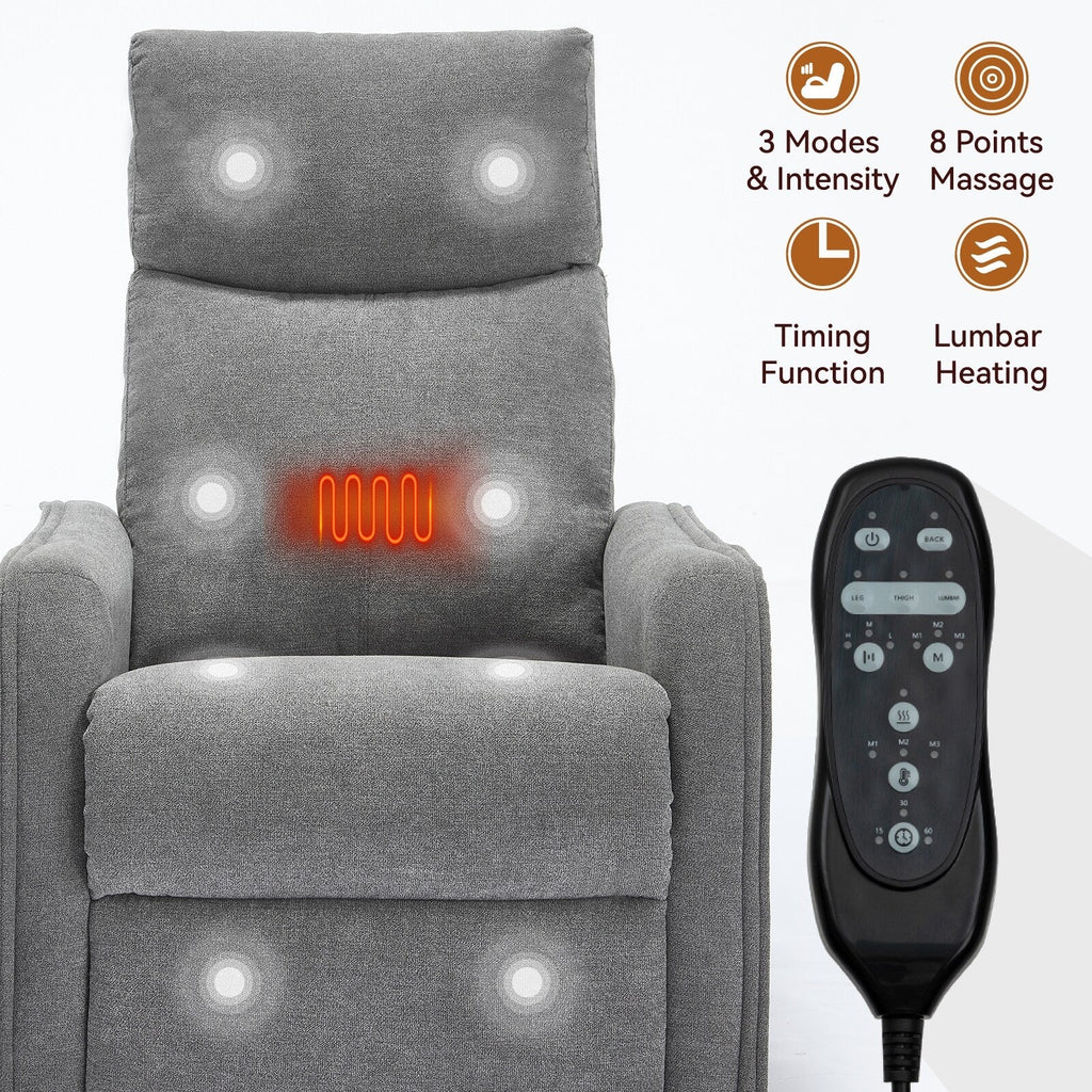Fauteuil inclinable pivotant à 360° avec fonction massage et chauffage lombaire