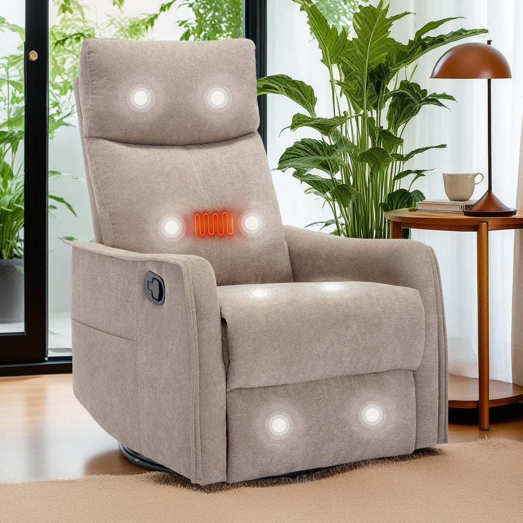 Fauteuil inclinable pivotant à 360° avec fonction massage et chauffage lombaire