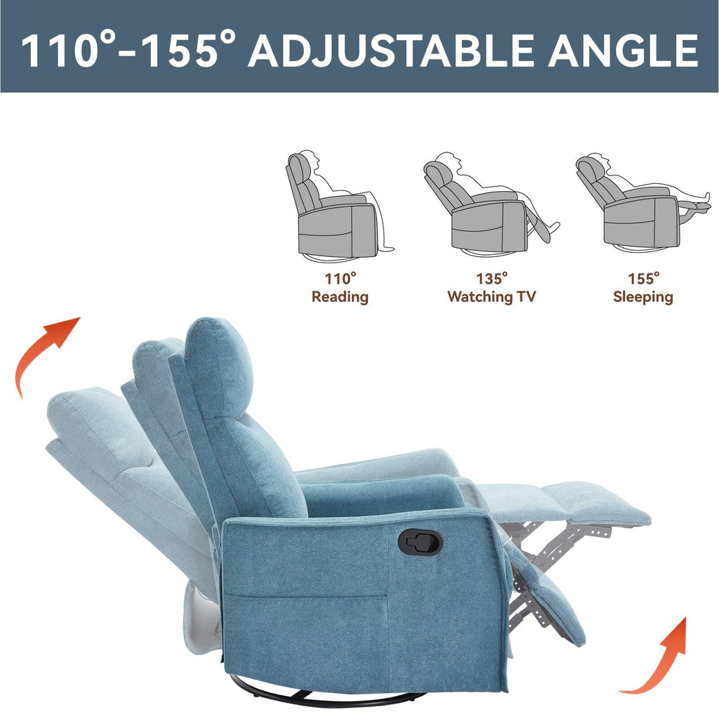 Fauteuil inclinable pivotant à 360° avec fonction massage et chauffage lombaire