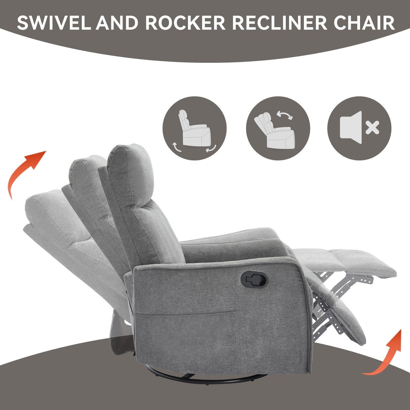 Fauteuil inclinable pivotant à 360° avec fonction massage et chauffage lombaire