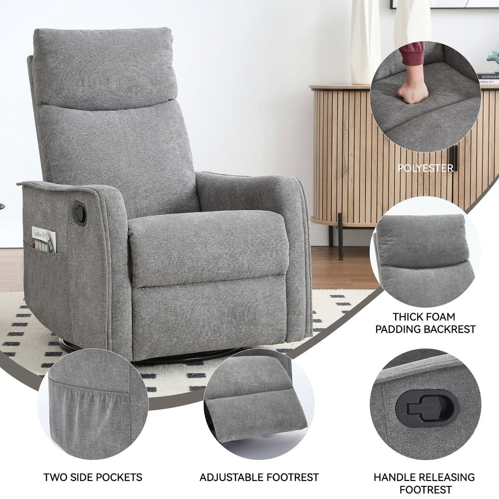 Fauteuil inclinable pivotant à 360° avec fonction massage et chauffage lombaire