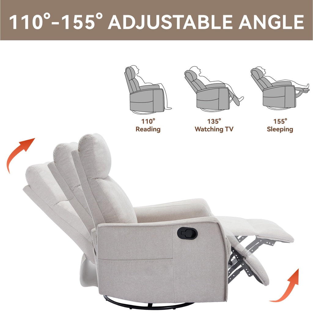 Fauteuil inclinable pivotant à 360° avec fonction massage et chauffage lombaire