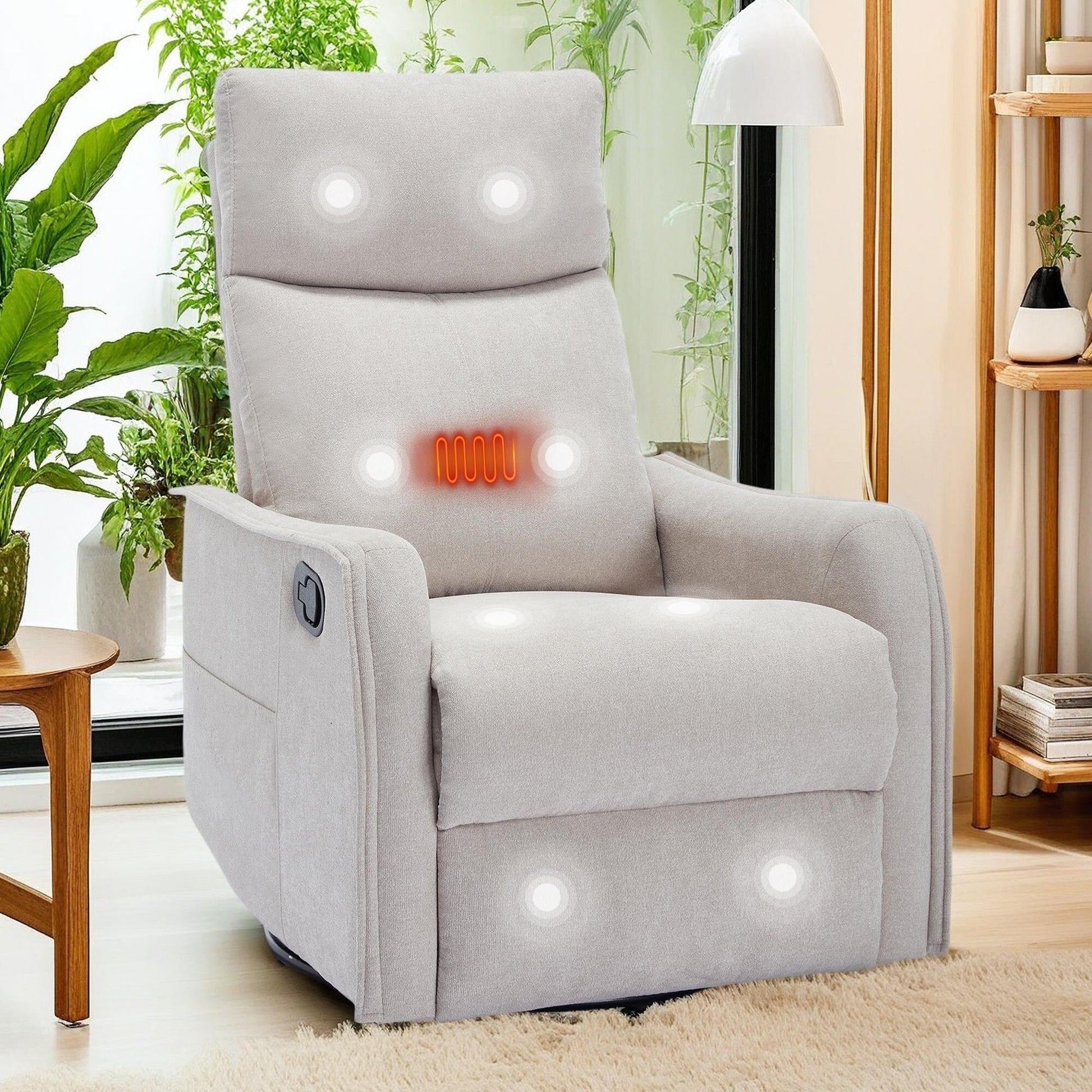 Fauteuil inclinable pivotant à 360° avec fonction massage et chauffage lombaire