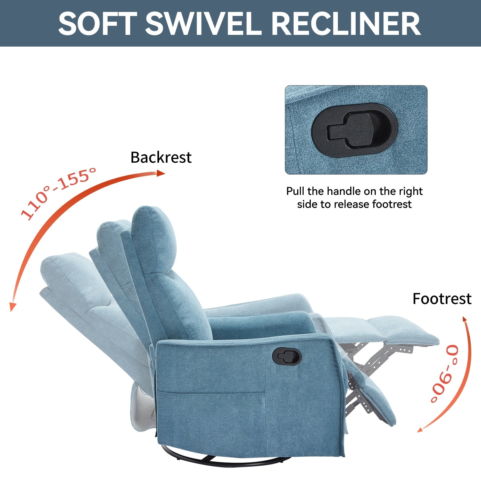 Fauteuil inclinable pivotant à 360° avec fonction massage et chauffage lombaire