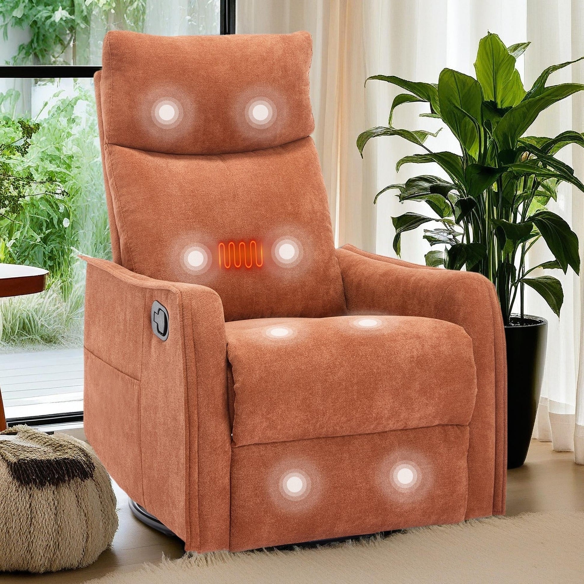 Fauteuil inclinable pivotant à 360° avec fonction massage et chauffage lombaire