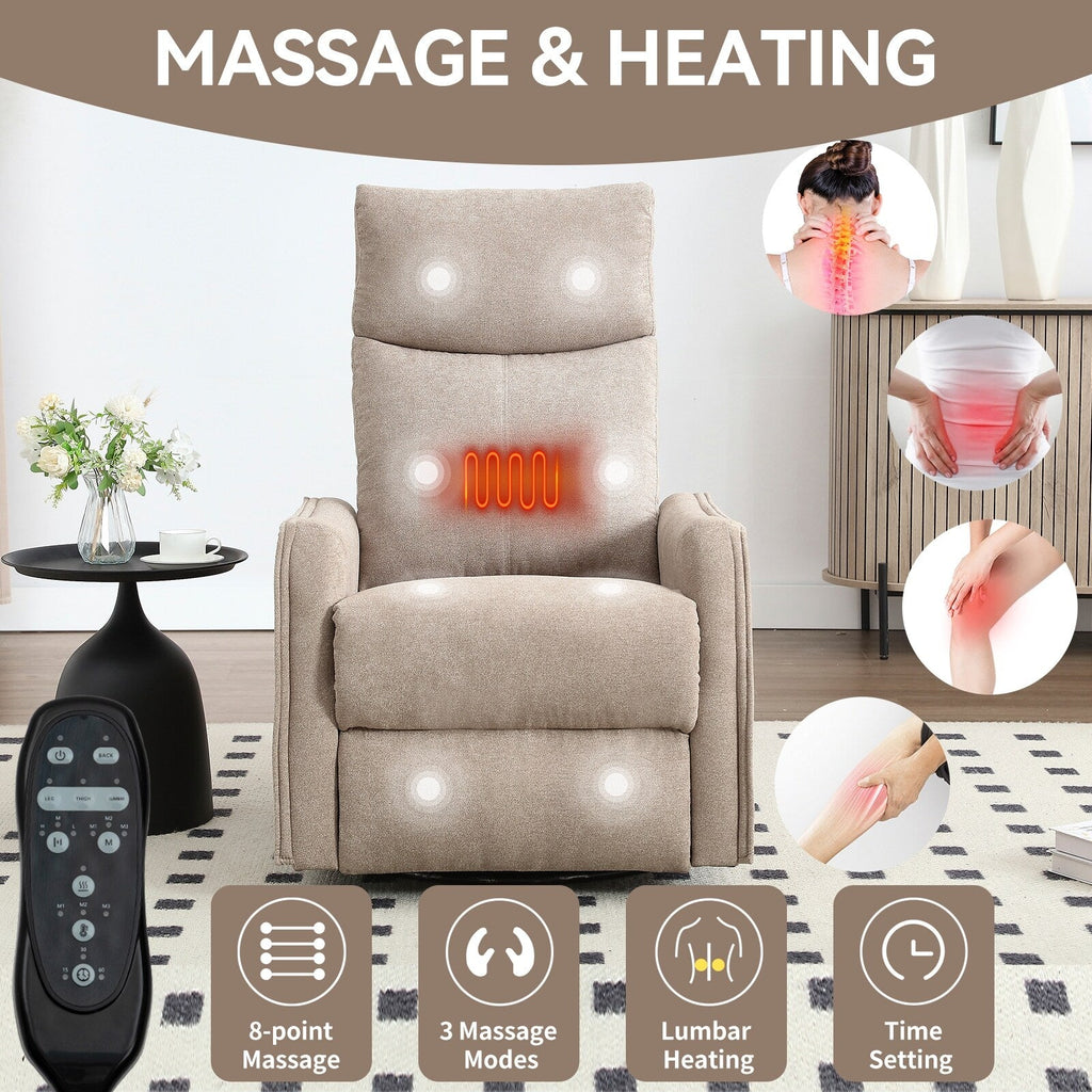 Fauteuil inclinable pivotant à 360° avec fonction massage et chauffage lombaire