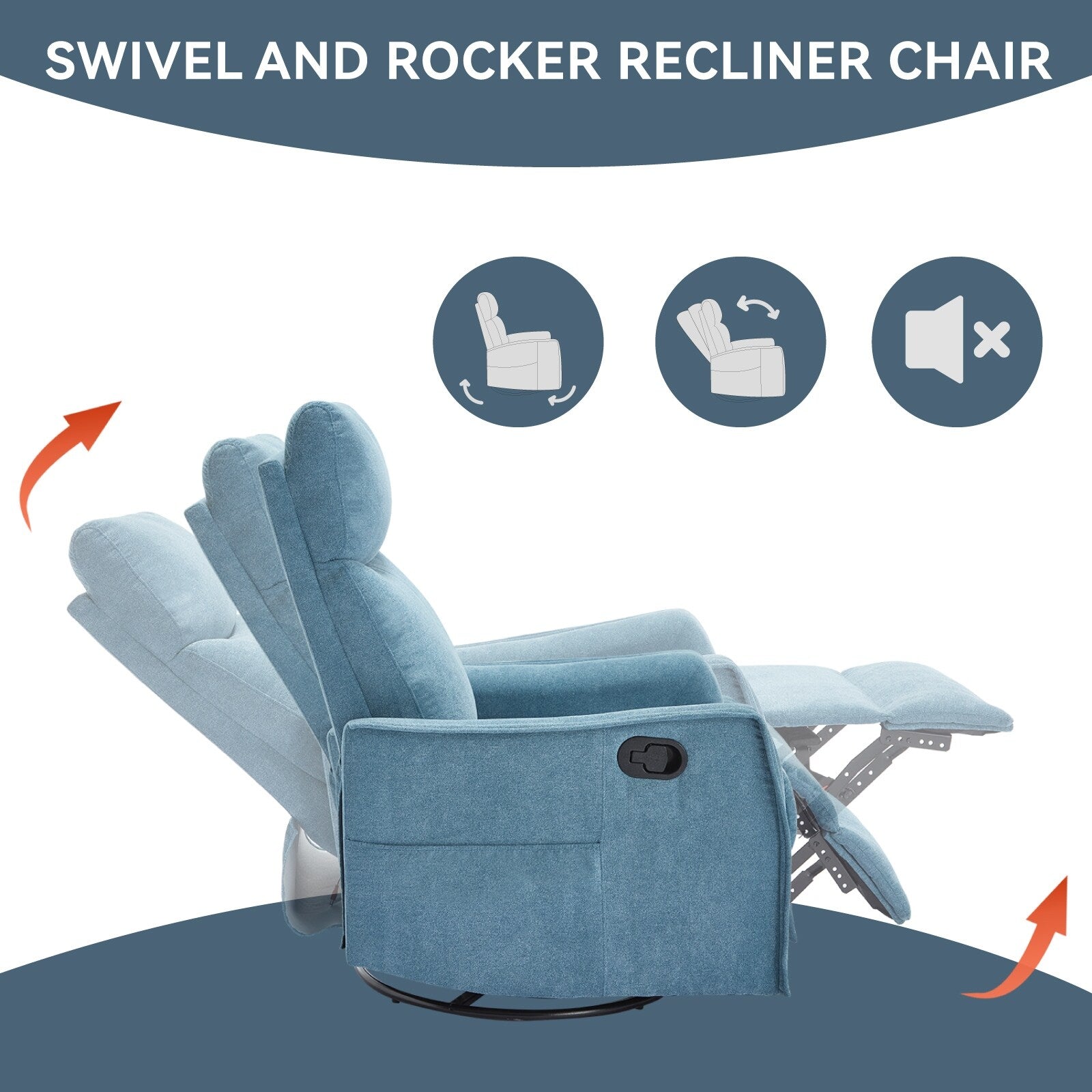 Fauteuil inclinable pivotant à 360° avec fonction massage et chauffage lombaire