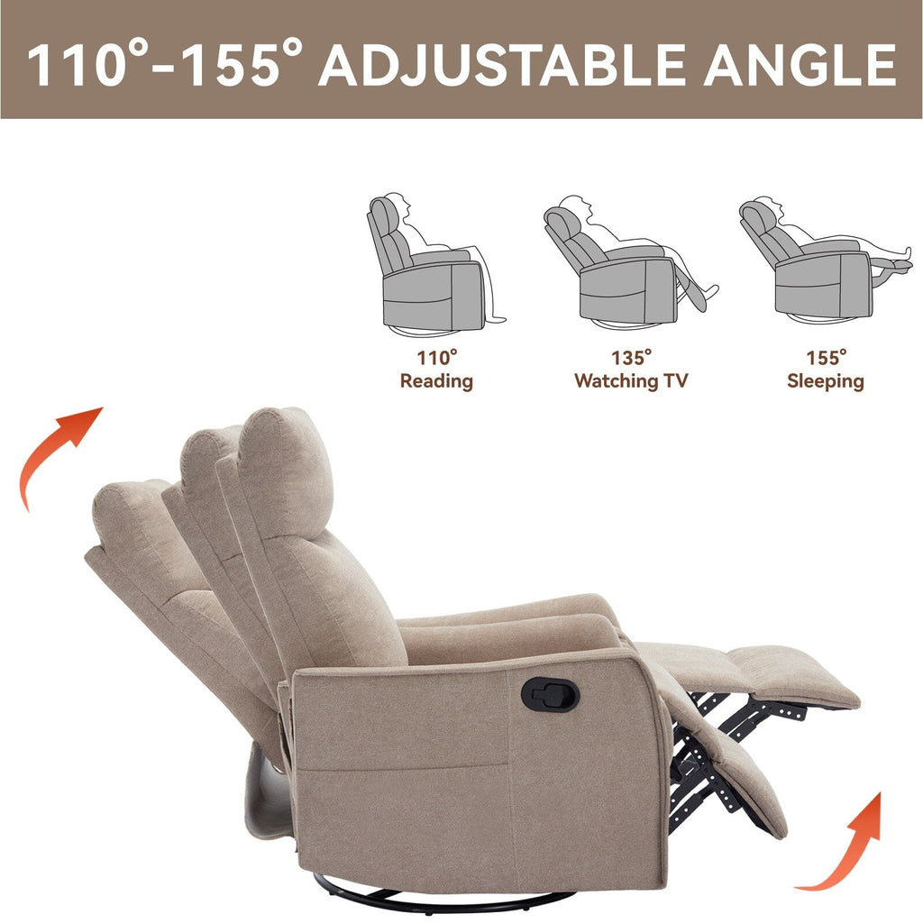 Fauteuil inclinable pivotant à 360° avec fonction massage et chauffage lombaire