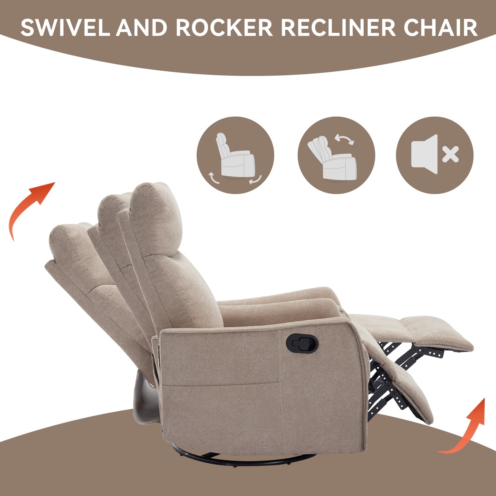 Fauteuil inclinable pivotant à 360° avec fonction massage et chauffage lombaire
