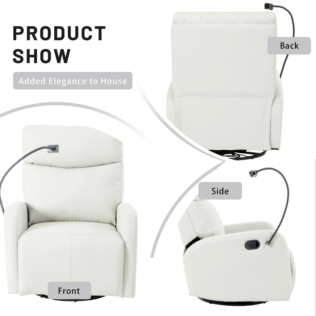 360Â° Swivel Rocking Recliner Chair with Phone Holder, Footrest, Adjustable Position for Living Room & Home Theater