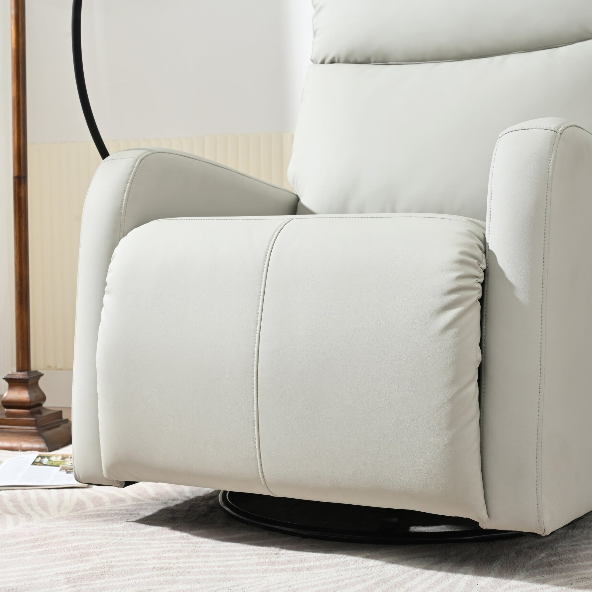 360Â° Swivel Rocking Recliner Chair with Phone Holder, Footrest, Adjustable Position for Living Room & Home Theater