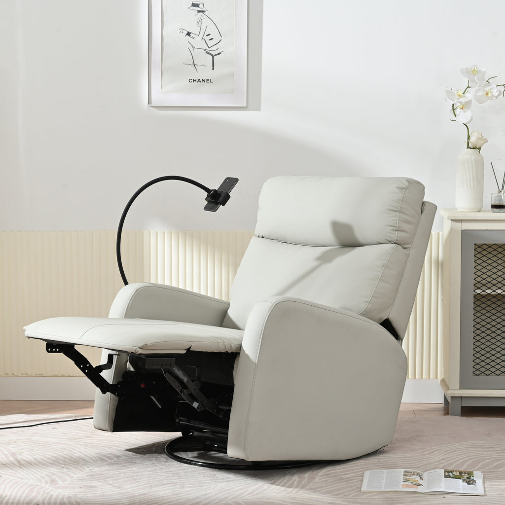 360Â° Swivel Rocking Recliner Chair with Phone Holder, Footrest, Adjustable Position for Living Room & Home Theater