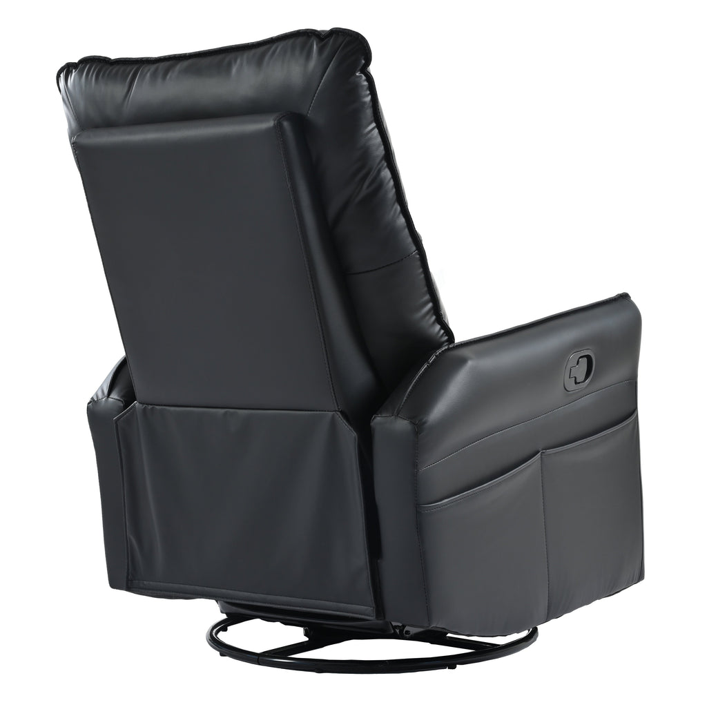 Fauteuil inclinable pivotant à 360°, chaise basculante manuelle avec repose-pieds, fauteuil de salon rembourré moderne pour petits espaces, avec poches latérales.