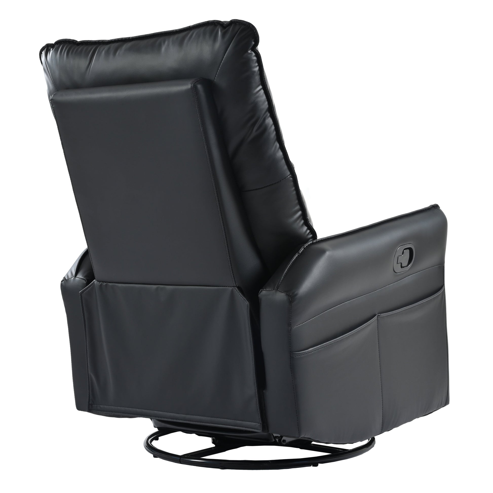 Fauteuil inclinable pivotant à 360°, chaise basculante manuelle avec repose-pieds, fauteuil de salon rembourré moderne pour petits espaces, avec poches latérales.