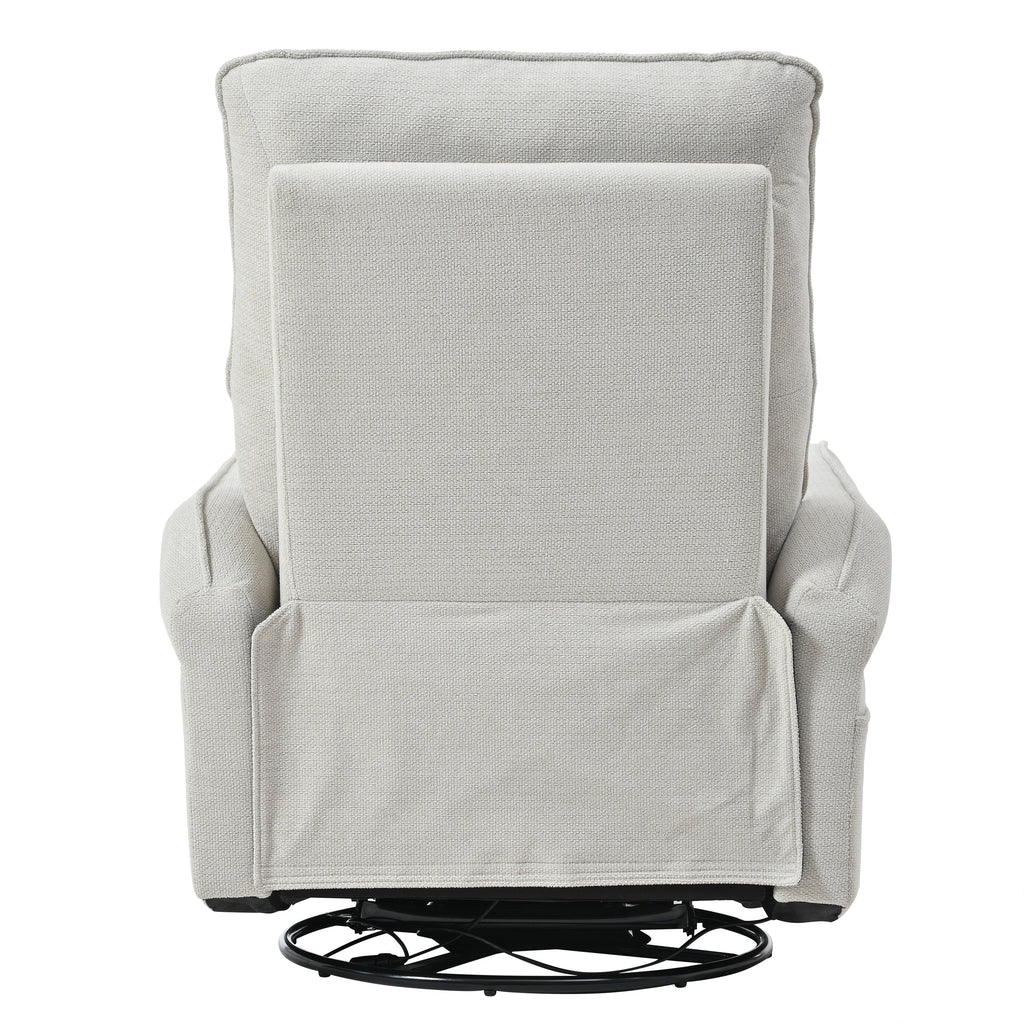 Fauteuil inclinable pivotant à 360°, chaise basculante manuelle avec repose-pieds, fauteuil de salon rembourré moderne pour petits espaces, avec poches latérales.