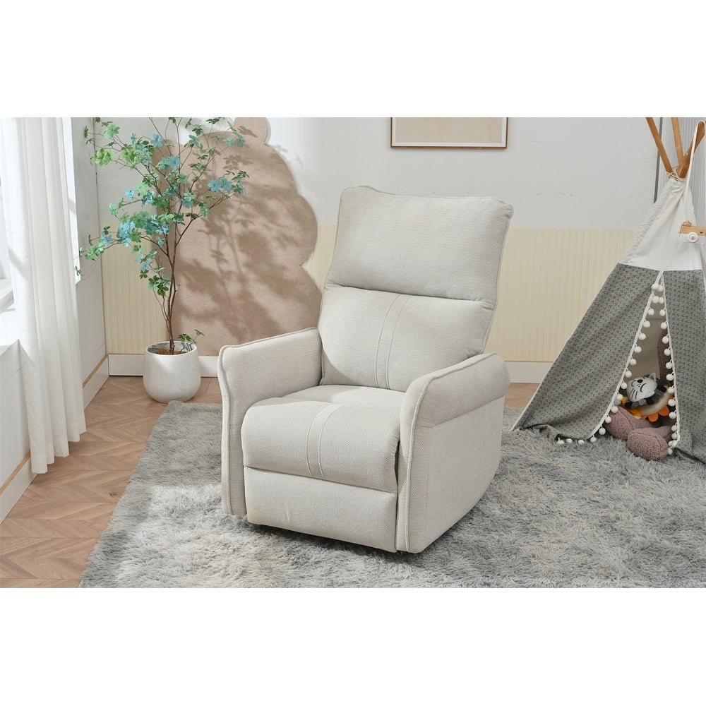 Fauteuil inclinable pivotant à 360°, chaise basculante manuelle avec repose-pieds, fauteuil de salon rembourré moderne pour petits espaces, avec poches latérales.