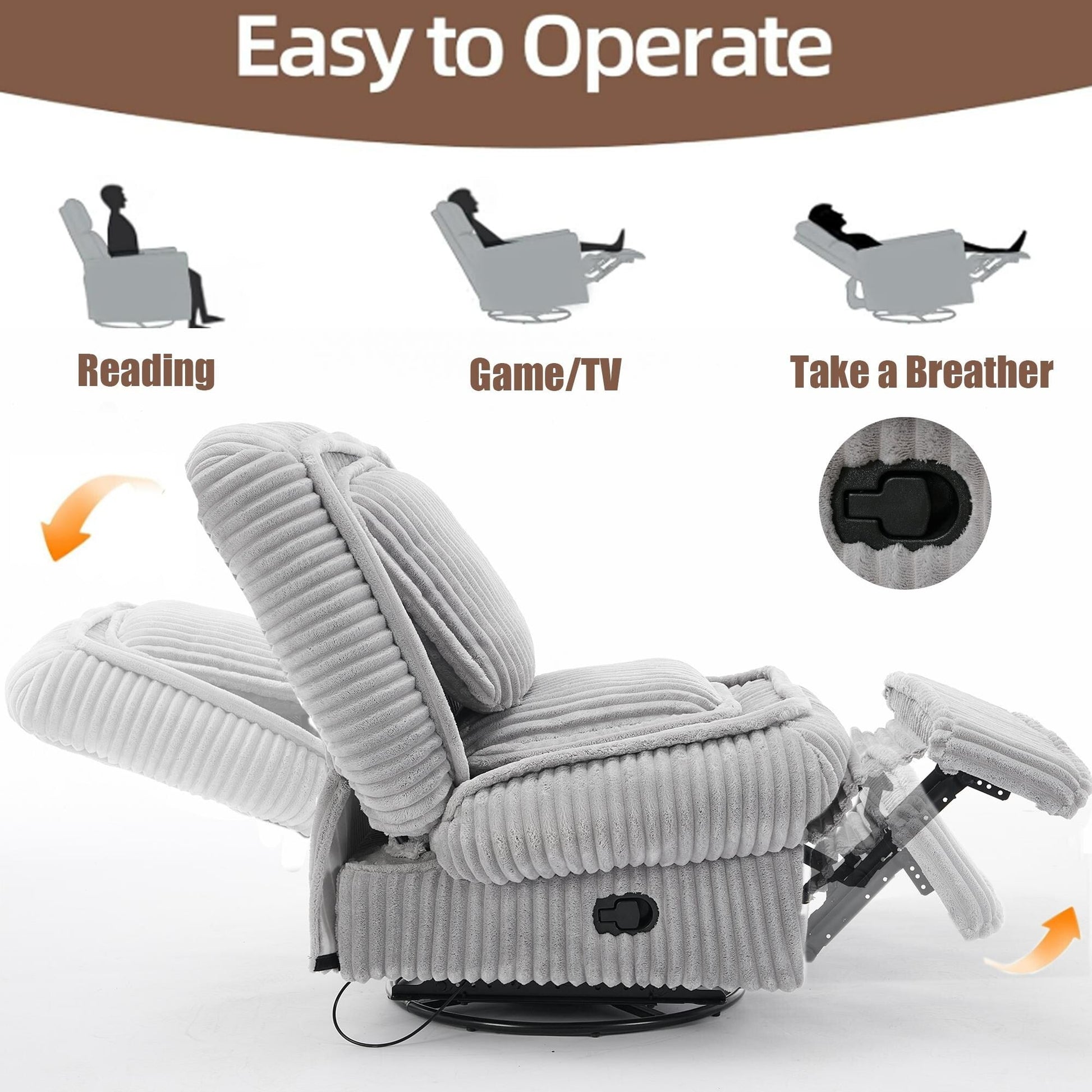 Sofa basculant pivotant à 360°, canapé inclinable, fauteuil basculant manuel sans accoudoirs, pour salon ou bureau.