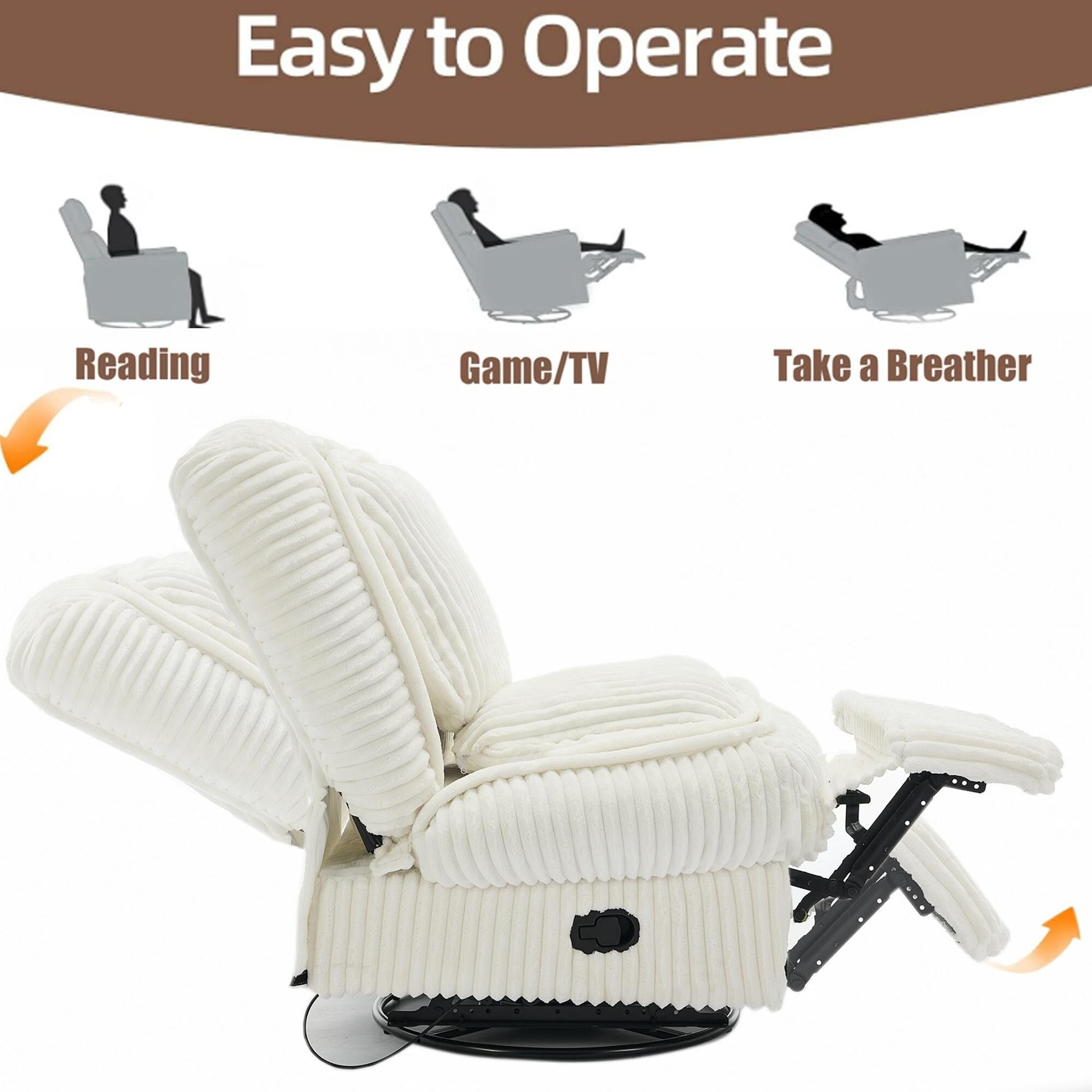 Sofa basculant pivotant à 360°, canapé inclinable, fauteuil basculant manuel sans accoudoirs, pour salon ou bureau.