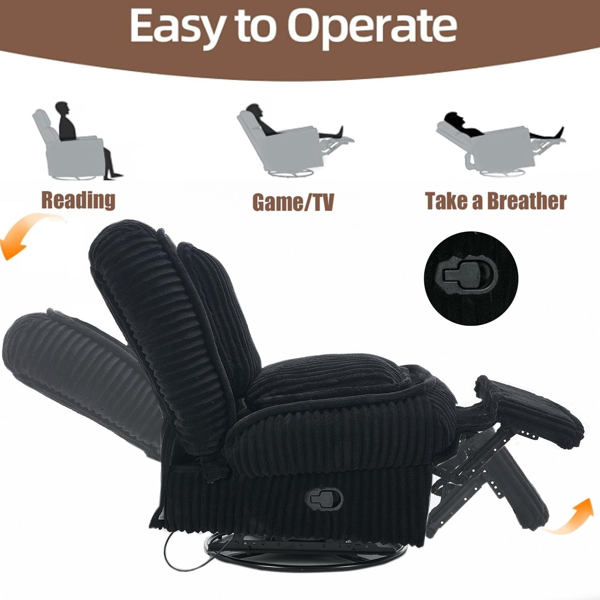 Sofa basculant pivotant à 360°, canapé inclinable, fauteuil basculant manuel sans accoudoirs, pour salon ou bureau.
