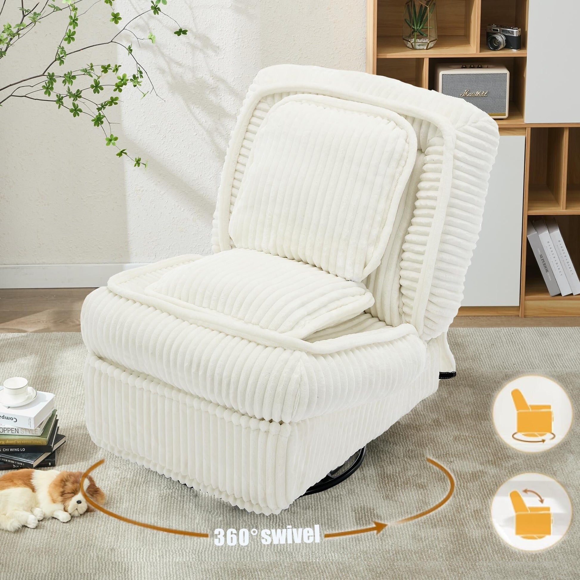 Sofa basculant pivotant à 360°, canapé inclinable, fauteuil basculant manuel sans accoudoirs, pour salon ou bureau.