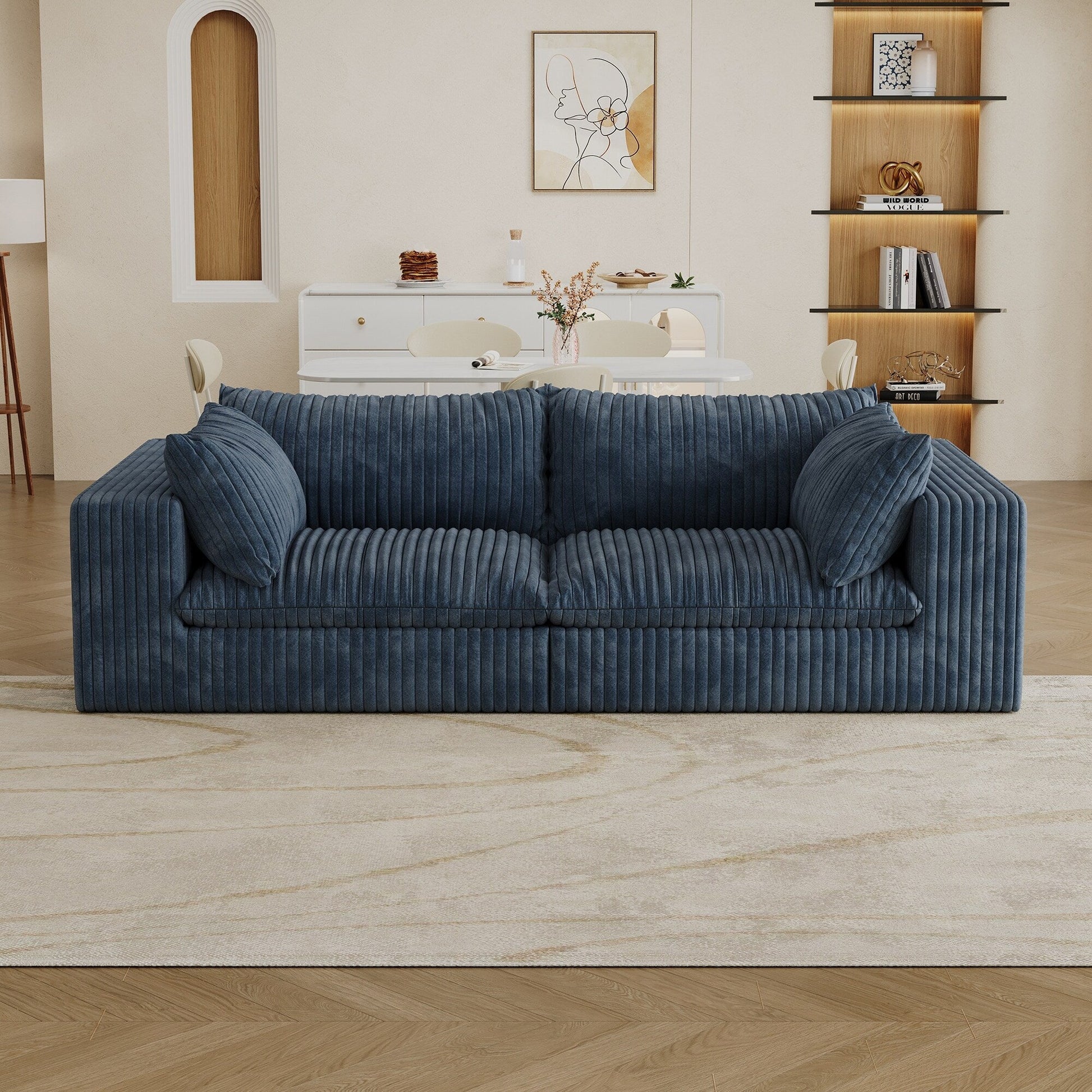 Canapé nuage 39.8, tissu velours côtelé, canapé profond, design double couche, coussin amovible, aucun assemblage nécessaire, combinaison DIY.