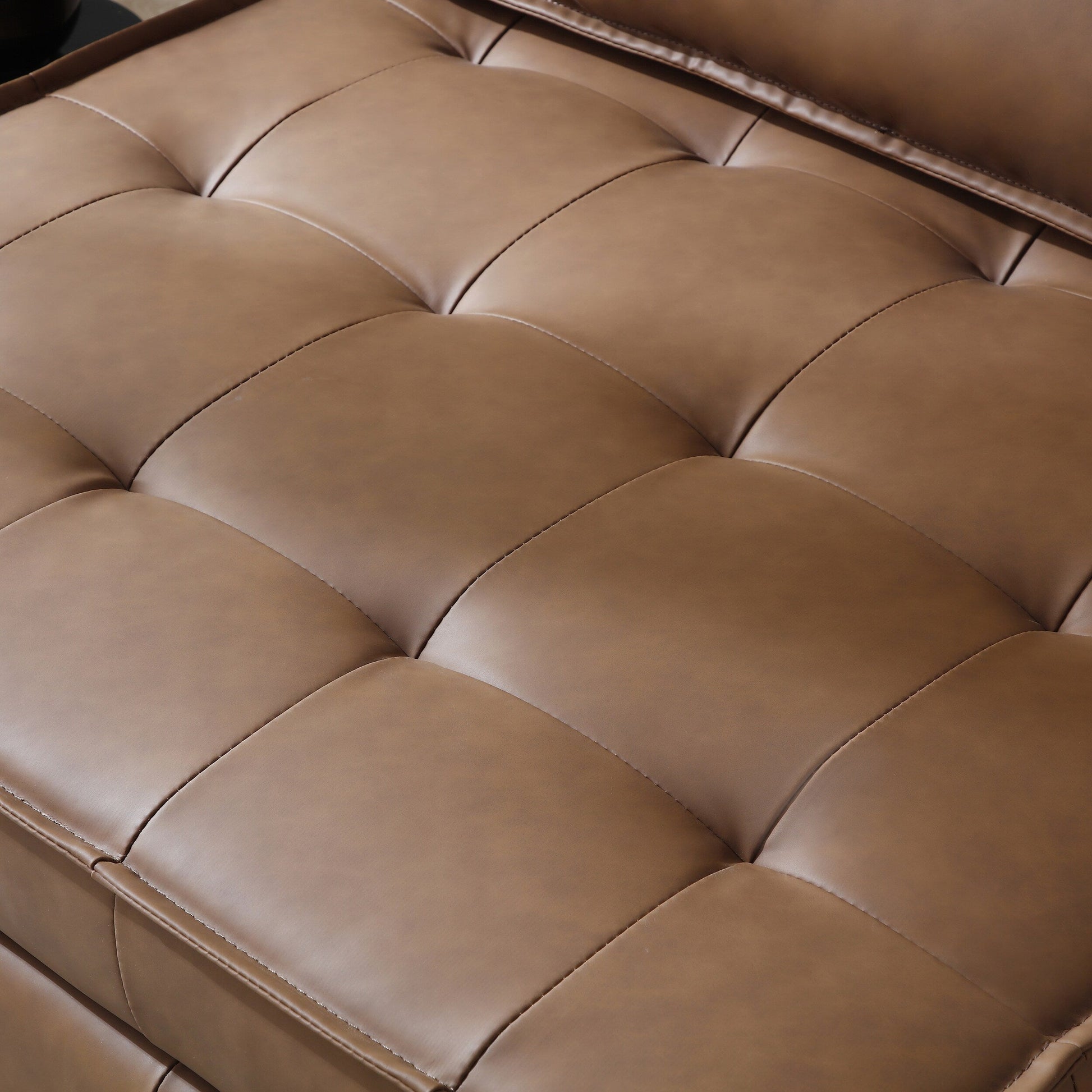 Canapé-lit gigogne multifonctionnel en simili cuir 39 pouces avec dossier et coussin réglables pour salon.