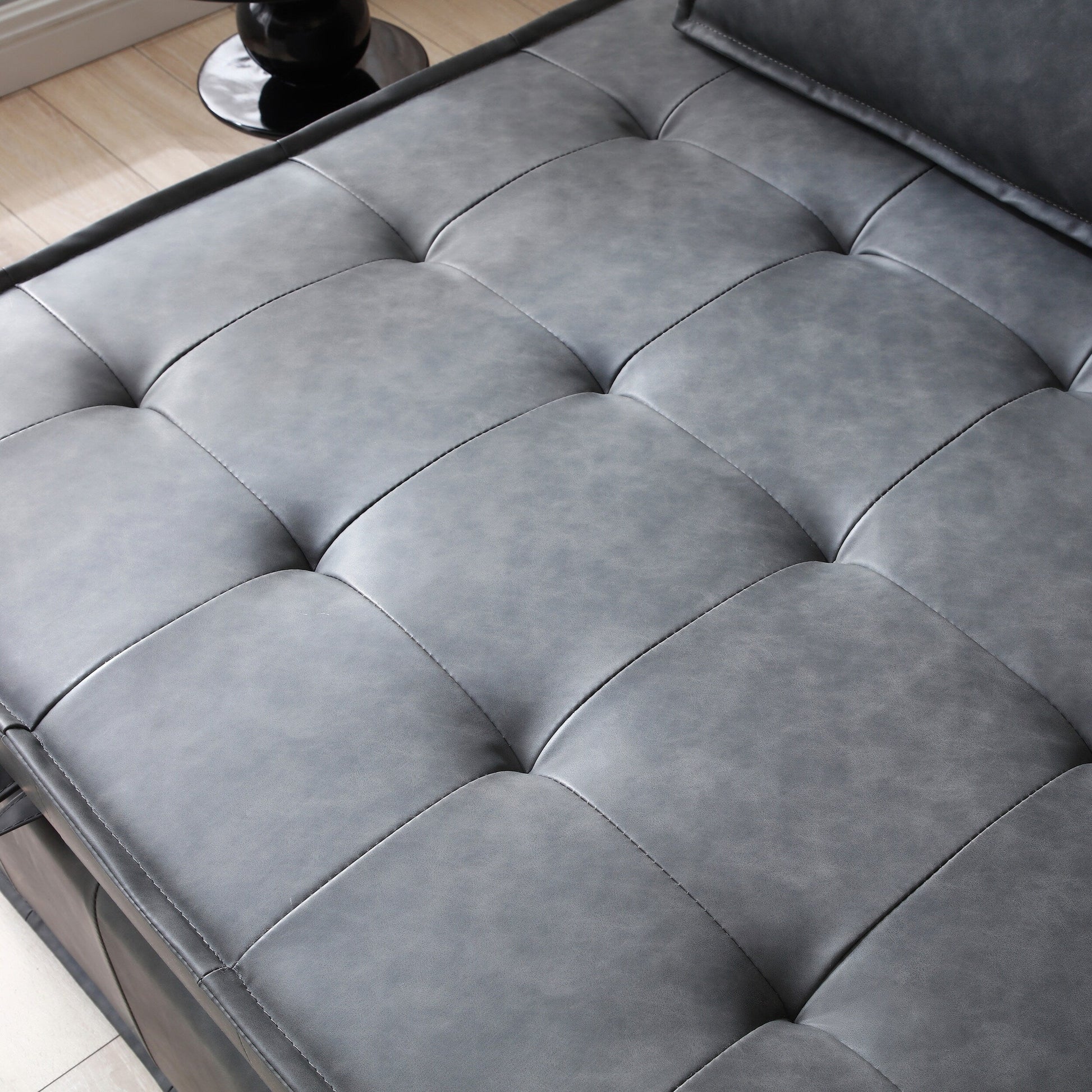 Canapé-lit gigogne multifonctionnel en simili cuir 39 pouces avec dossier et coussin réglables pour salon.