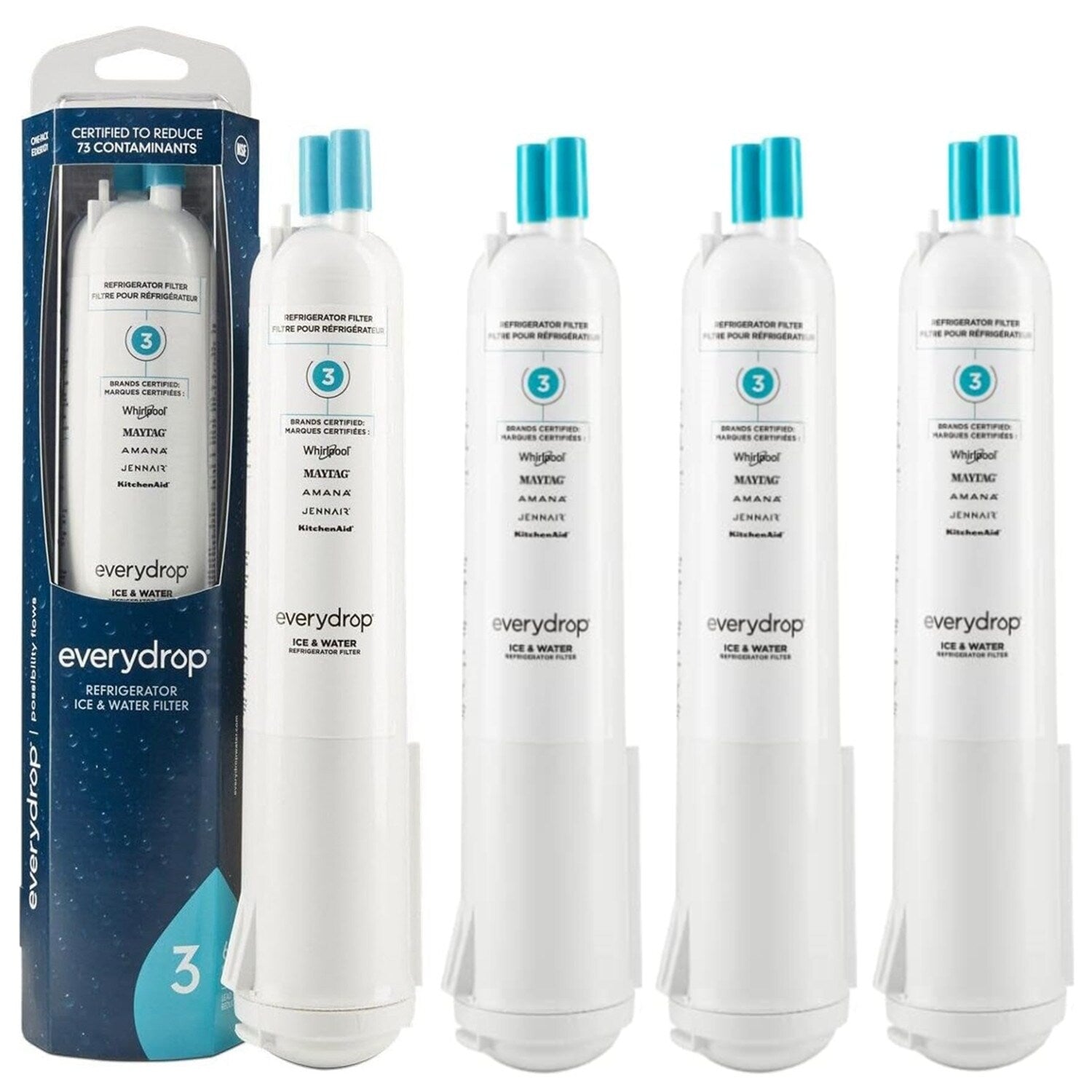 Lot de 4 filtres Everydrop pour réfrigérateur, pour glace et eau, 1, EDR3RXD1