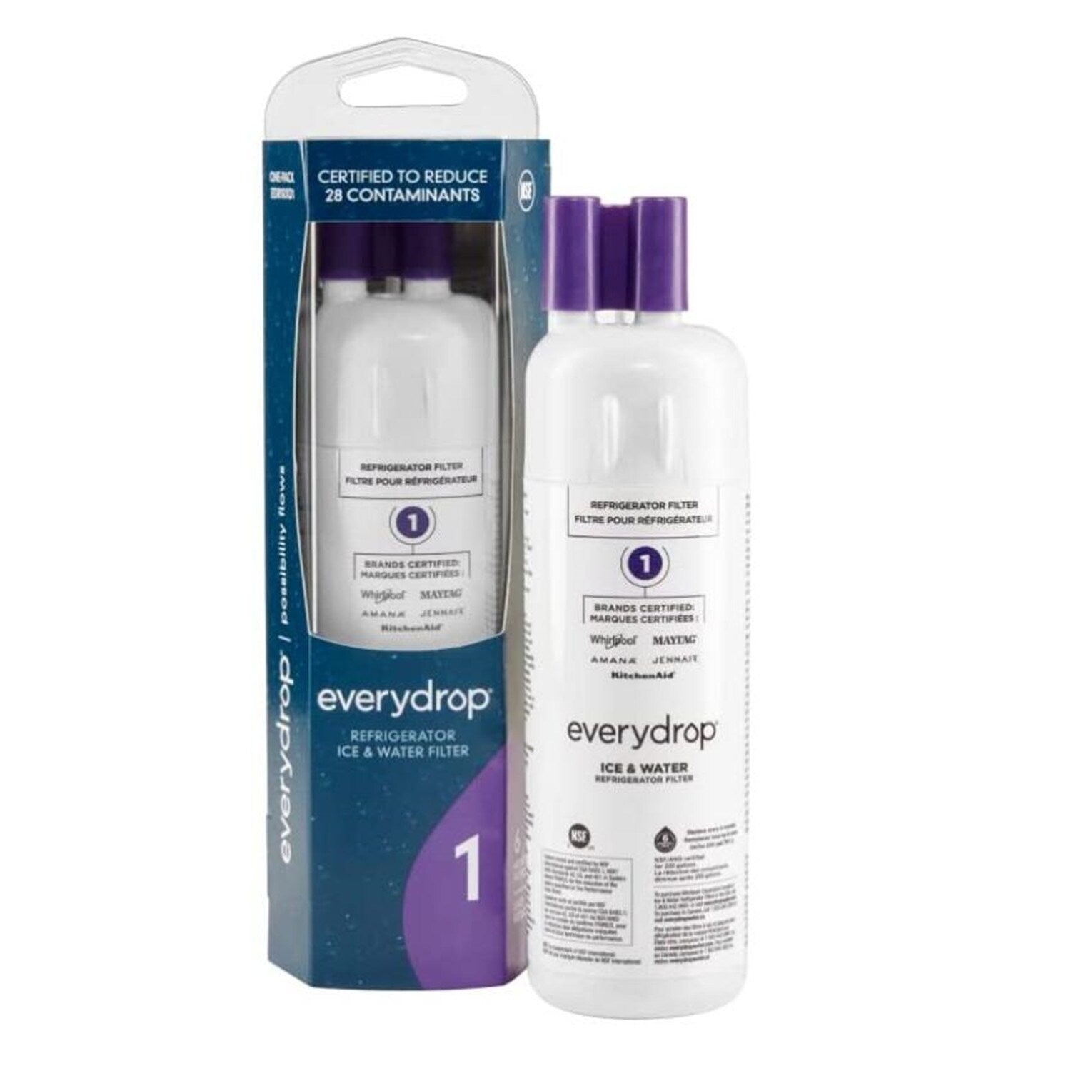Lot de 4 filtres Everydrop pour réfrigérateur, pour glace et eau, 1, EDR1RXD1