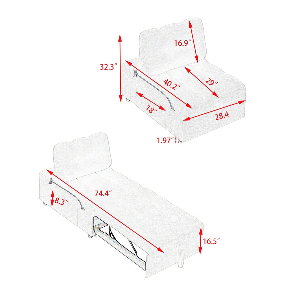 Canapé-lit convertible de 102 cm (40,2 pouces) pour salon ou bureau