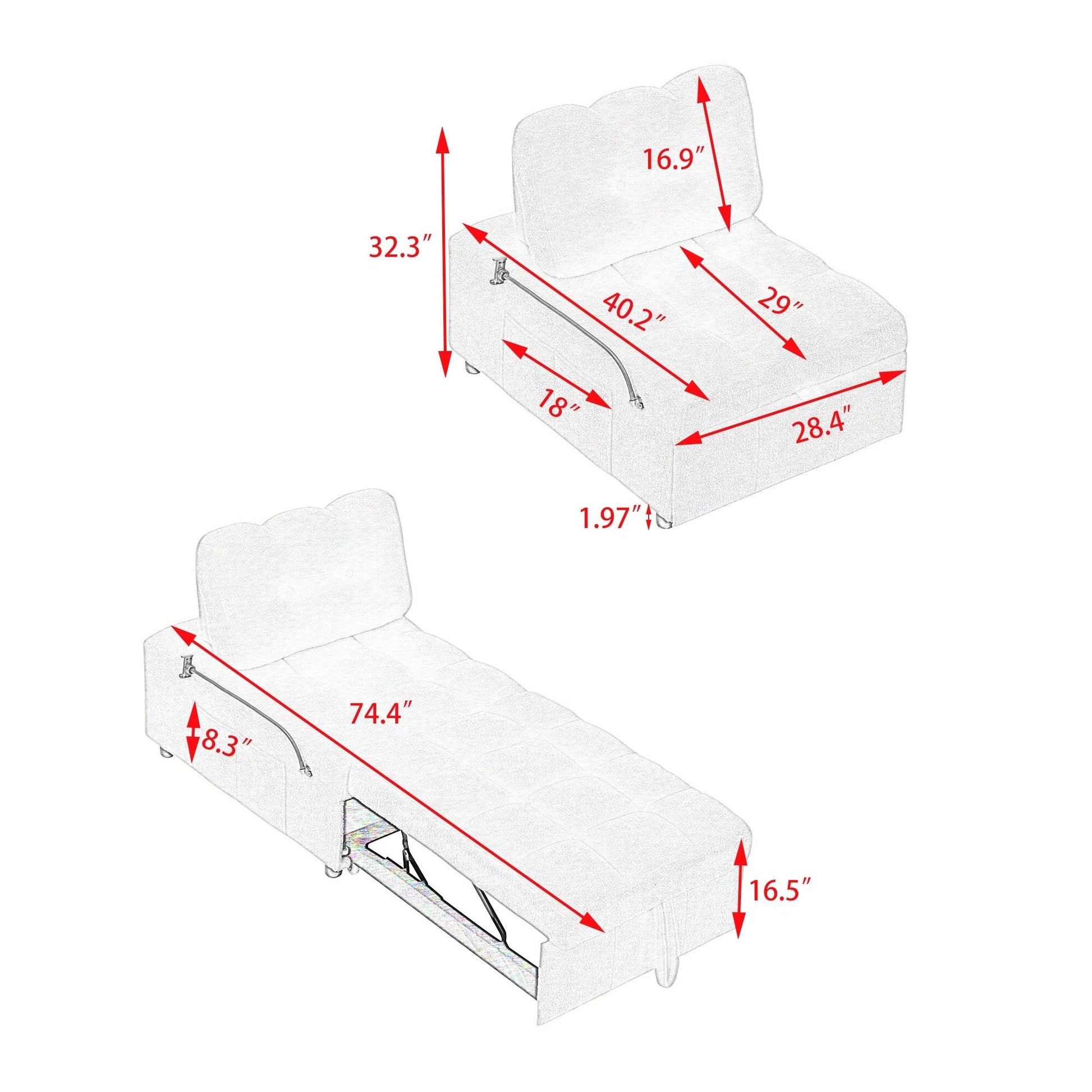 Canapé-lit convertible de 102 cm (40,2 pouces) pour salon ou bureau