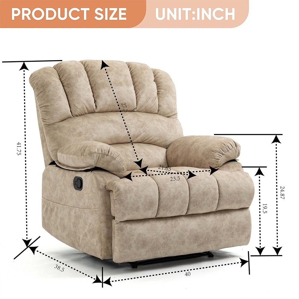 Fauteuil inclinable manuel surdimensionné 41W, canapé-lit inclinable extra large