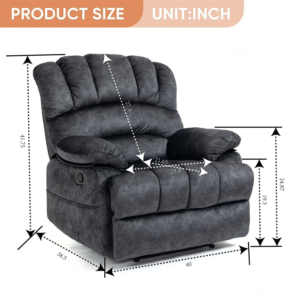 Fauteuil inclinable manuel surdimensionné 41W, canapé-lit inclinable extra large