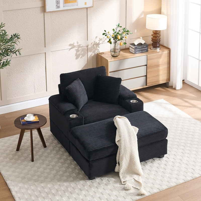 Canapé et pouf rembourrés en velours côtelé 42.12